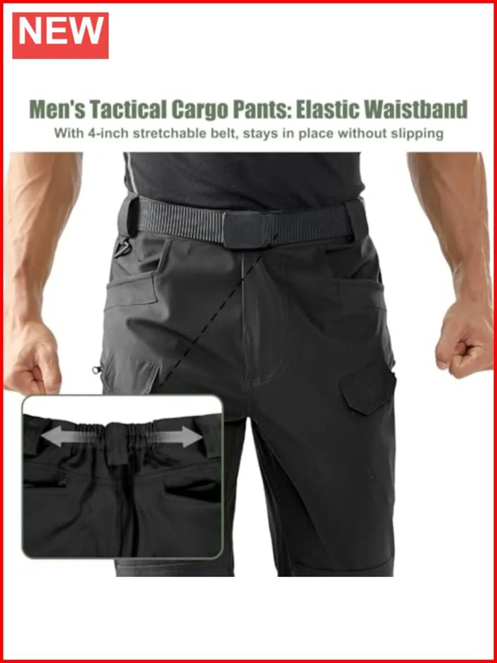 Men's Cargo Hiking Pants Tactical Work Utility Trousers 10 Pockets